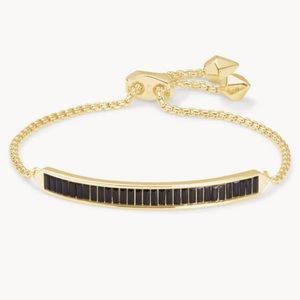 LIKE NEW! Kendra Scott Jack Adjustable Gold Chain Bracelet in Black Spinel